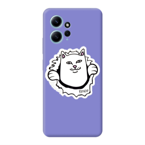 Xiaomi Redmi Note 12 4G White cat Purple Colored Silicone TPU Θήκη