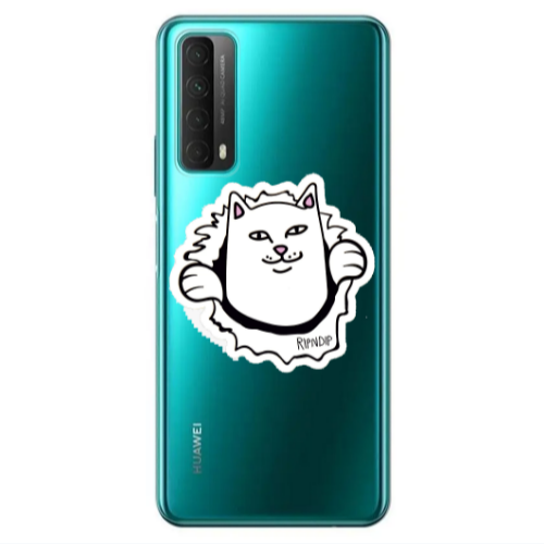 Huawei P Smart 2021 White cat Transparent Silicone TPU Θήκη