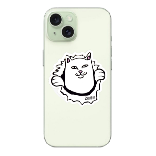 Apple iPhone 15 Plus White cat Transparent Silicone TPU Θήκη