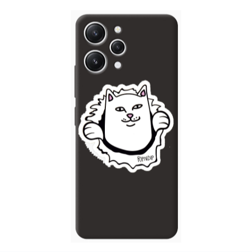 Xiaomi Redmi 12 White cat Black Colored Silicone TPU Θήκη
