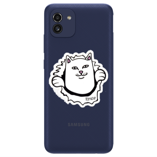 Samsung A03 White cat Transparent Silicone TPU Θήκη