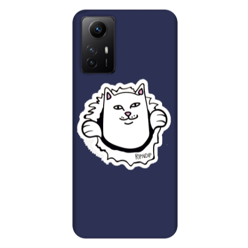 Xiaomi Redmi Note 12s White cat Dark blue Colored Silicone TPU Θήκη