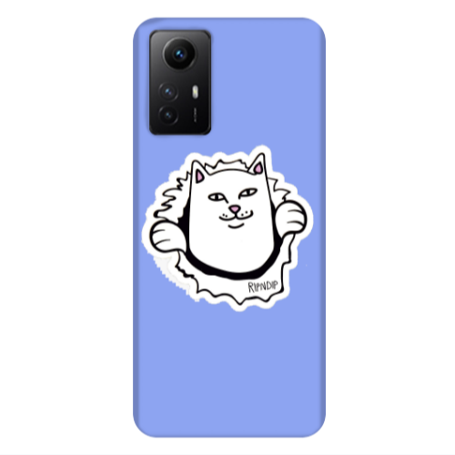Xiaomi Redmi Note 12s White cat Light Purple Colored Silicone TPU Θήκη
