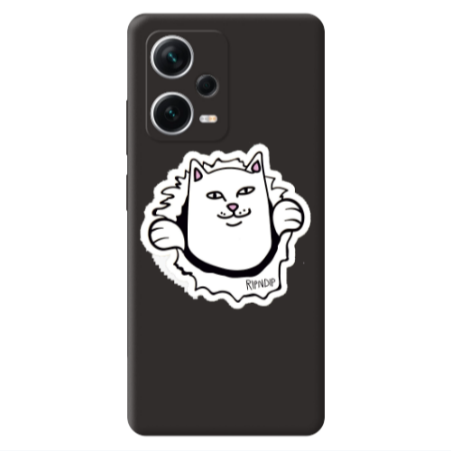 Xiaomi Poco X5 White cat Black Colored Silicone TPU Θήκη