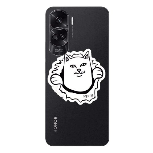 Honor 90 Lite 5G White cat Transparent Silicone TPU Θήκη