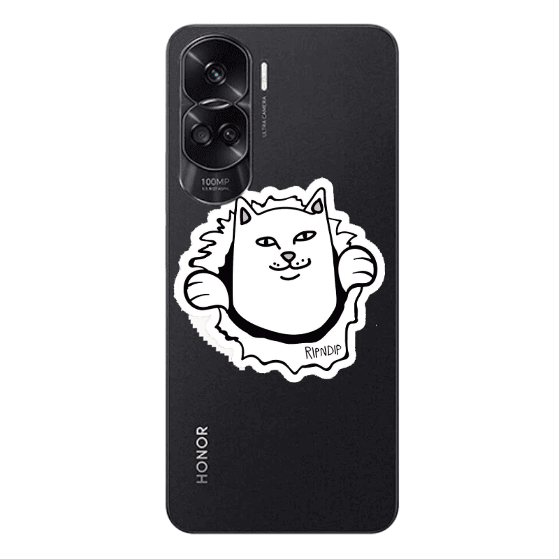 Honor 90 Lite 5G White cat Transparent Silicone TPU Θήκη
