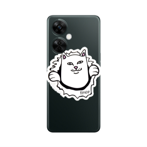 Oneplus Nord CE 3 Lite 5G White cat Transparent Silicone TPU Θήκη