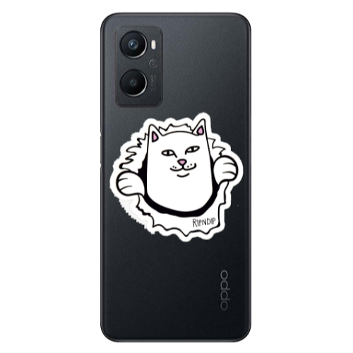 Oppo A 96 White cat Transparent Silicone TPU Θήκη