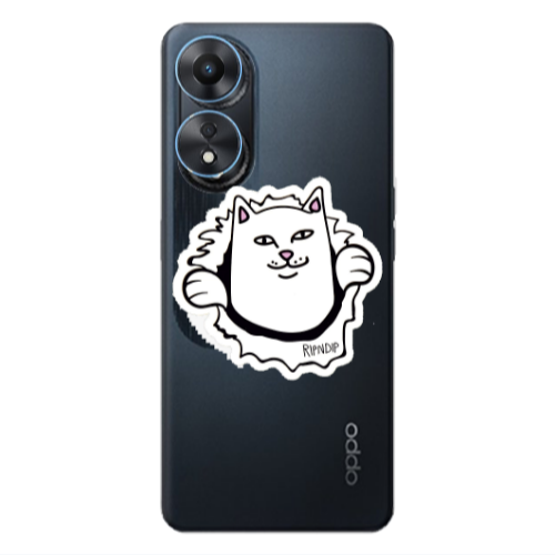 Oppo A 98 White cat Transparent Silicone TPU Θήκη