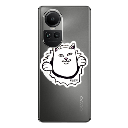 Oppo Reno10 5G White cat Transparent Silicone TPU Θήκη