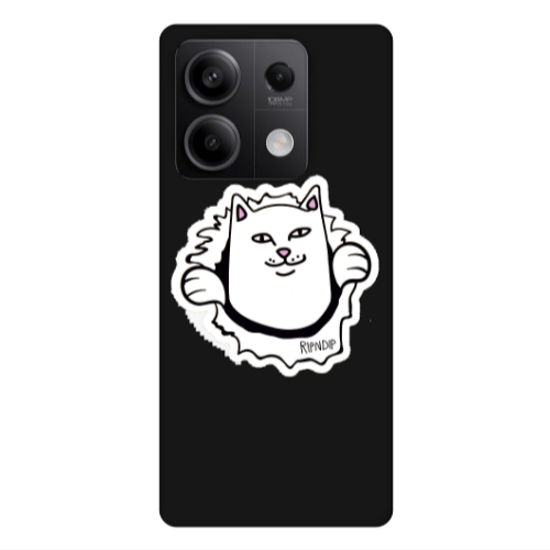 Xiaomi Redmi Note 13 5G White cat Black Colored Silicone TPU Θήκη