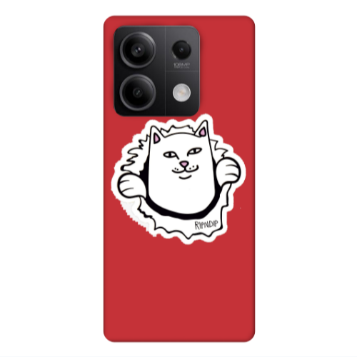 Xiaomi Redmi Note 13 5G White cat Red Colored Silicone TPU Θήκη