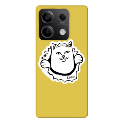 Xiaomi Redmi Note 13 5G White cat Yellow Colored Silicone TPU Θήκη