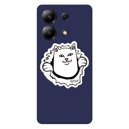 Xiaomi Redmi Note 13 4G White cat Dark blue Colored Silicone TPU Θήκη