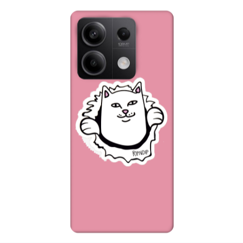 Xiaomi Redmi Note 13Pro 5G White cat Pink Colored Silicone TPU Θήκη