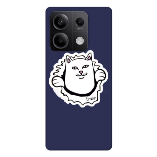 Xiaomi Redmi Note 13Pro 5G White cat Dark blue Colored Silicone TPU Θήκη
