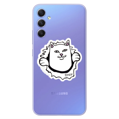 Samsung A25 White cat Transparent Silicone TPU Θήκη