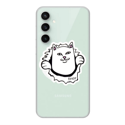 Samsung S24 FE White cat Transparent Silicone TPU Θήκη