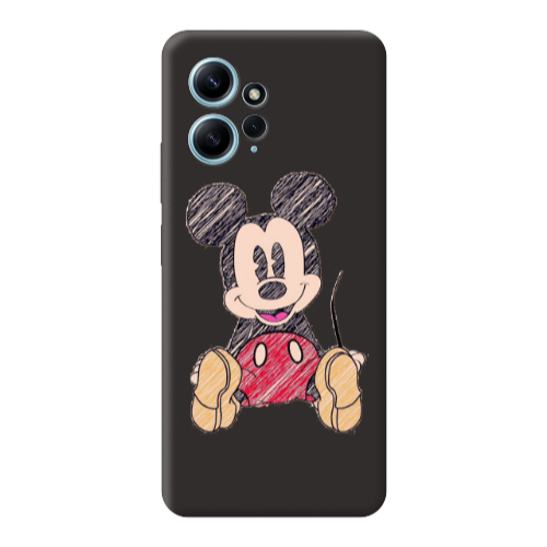 Xiaomi Redmi Note 12 4G Mickey mouse 2 Black Colored Silicone TPU Θήκη