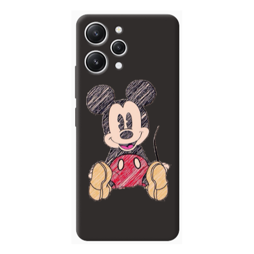 Xiaomi Redmi 12 Mickey mouse 2 Black Colored Silicone TPU Θήκη