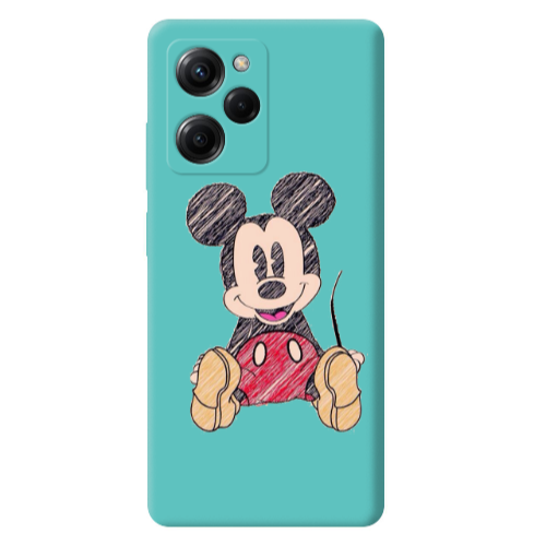Xiaomi Poco X5 Pro Mickey mouse 2 Turquoise Colored Silicone TPU Θήκη