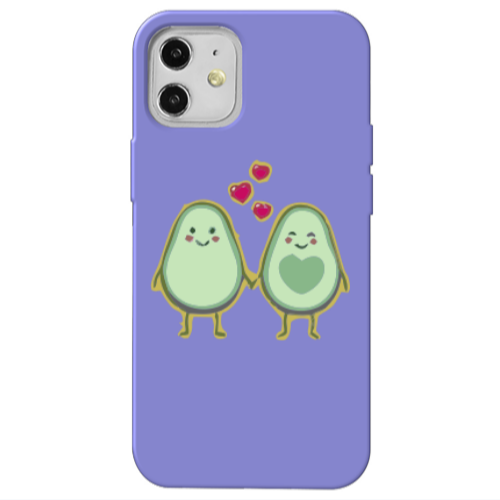 Apple iPhone 12 Avocados Purple Colored Silicone TPU Θήκη