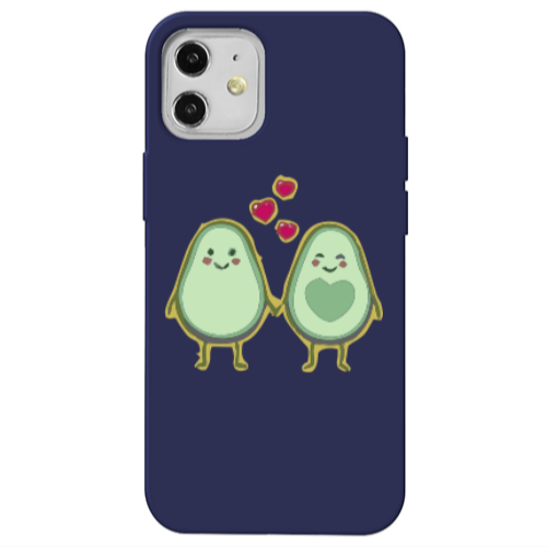 Apple iPhone 12 Avocados Dark blue Colored Silicone TPU Θήκη