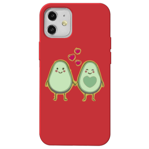 Apple iPhone 12 Avocados Red Colored Silicone TPU Θήκη