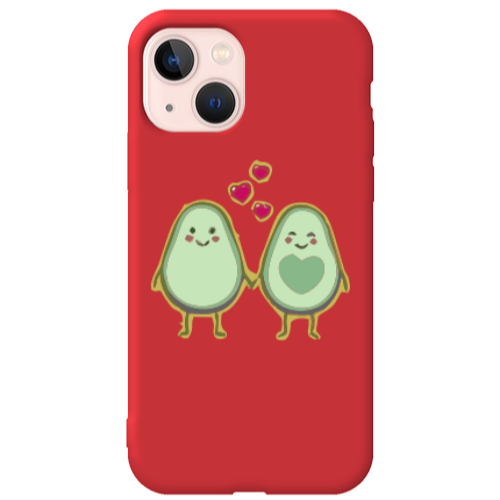 Apple iPhone 13 Avocados Red Colored Silicone TPU Θήκη