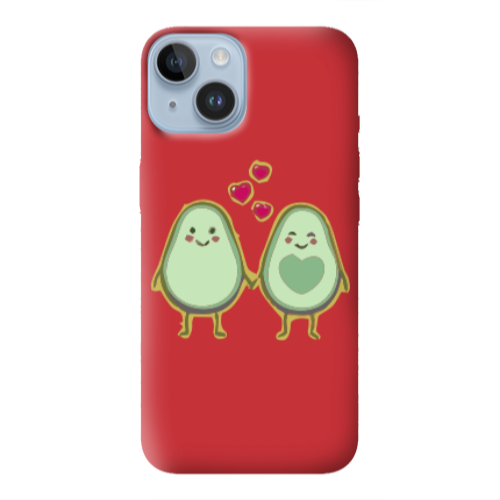 Apple iPhone 14 Plus Avocados Red Colored Silicone TPU Θήκη