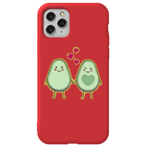 Apple iPhone 11 Pro Max Avocados Red Colored Silicone TPU Θήκη