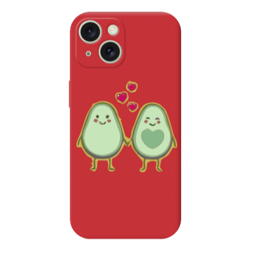 Apple iPhone 15 Avocados Red Colored Silicone TPU Θήκη
