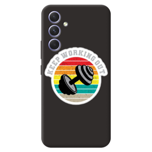 Samsung A56 Keep working out Black Colored Silicone TPU Θήκη