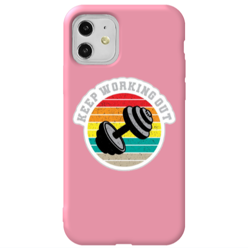 Apple iPhone 11  Keep working out Pink Colored Silicone TPU Θήκη
