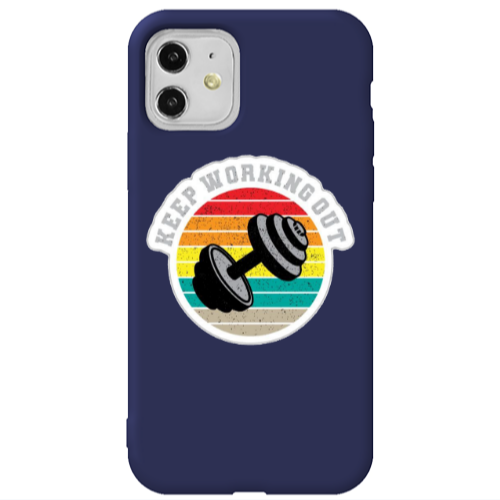 Apple iPhone 11  Keep working out Dark blue Colored Silicone TPU Θήκη