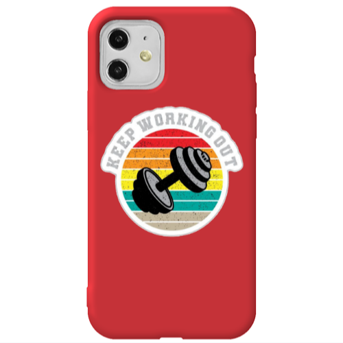 Apple iPhone 11  Keep working out Red Colored Silicone TPU Θήκη