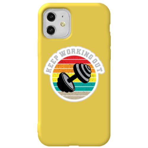 Apple iPhone 11  Keep working out Yellow Colored Silicone TPU Θήκη