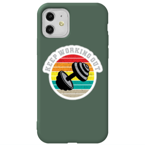 Apple iPhone 11  Keep working out Dark Green Colored Silicone TPU Θήκη