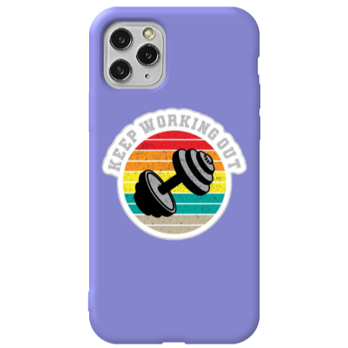 Apple iPhone 11 Pro Keep working out Purple Colored Silicone TPU Θήκη