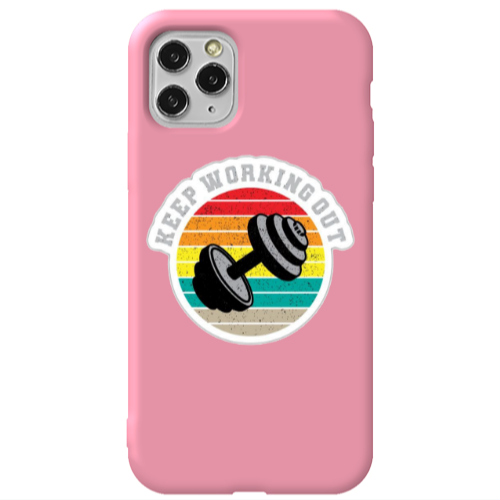 Apple iPhone 11 Pro Keep working out Pink Colored Silicone TPU Θήκη