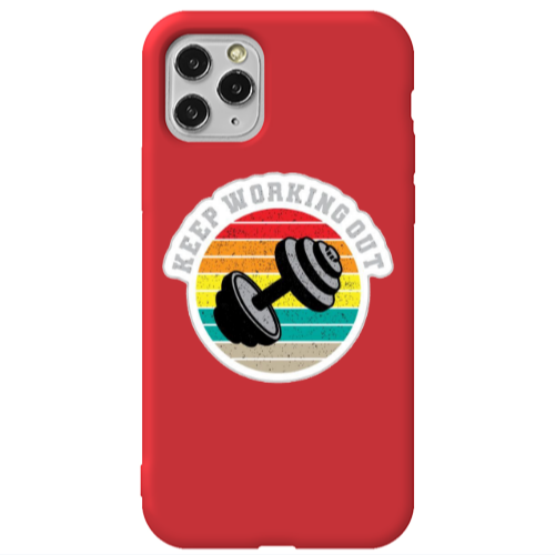 Apple iPhone 11 Pro Keep working out Red Colored Silicone TPU Θήκη
