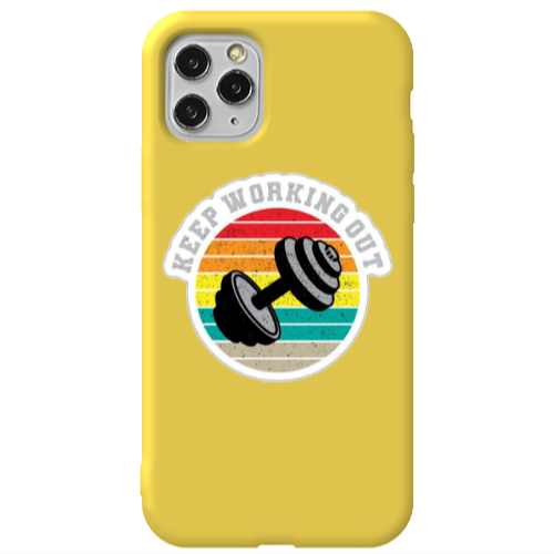 Apple iPhone 11 Pro Keep working out Yellow Colored Silicone TPU Θήκη