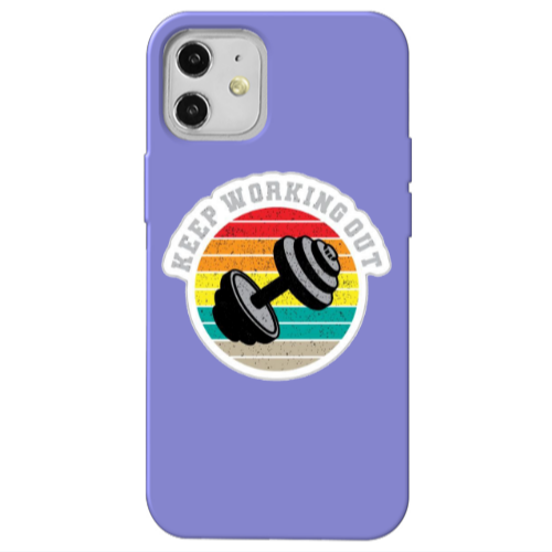 Apple iPhone 12 Keep working out Purple Colored Silicone TPU Θήκη