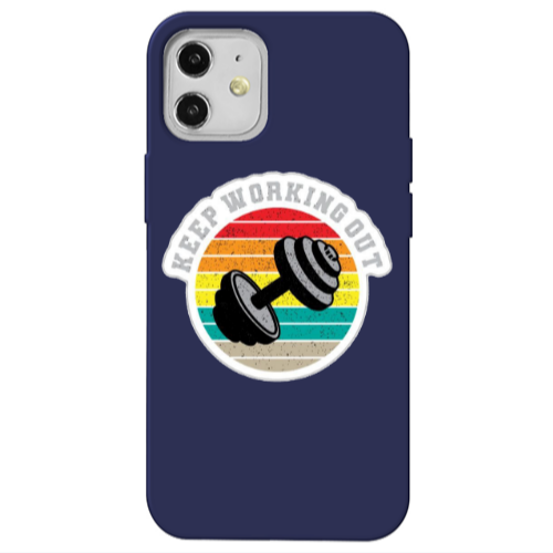Apple iPhone 12 Keep working out Dark blue Colored Silicone TPU Θήκη
