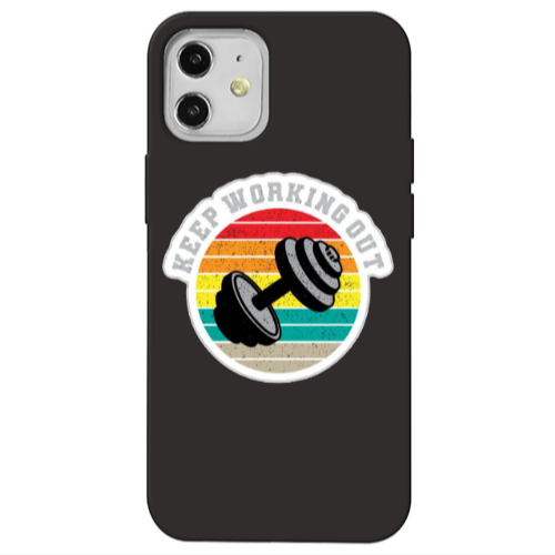 Apple iPhone 12 Keep working out Black Colored Silicone TPU Θήκη