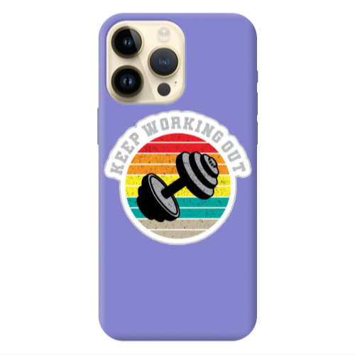 Apple iPhone 13 Pro Max Keep working out Purple Colored Silicone TPU Θήκη
