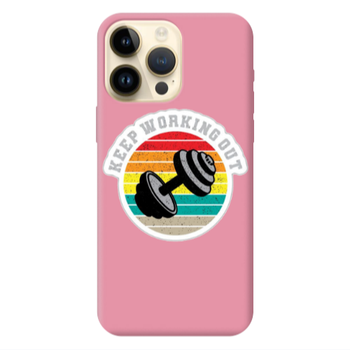 Apple iPhone 13 Pro Max Keep working out Pink Colored Silicone TPU Θήκη