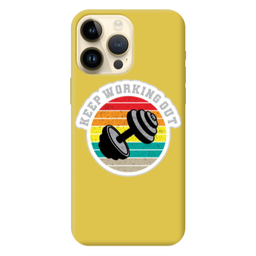 Apple iPhone 13 Pro Max Keep working out Yellow Colored Silicone TPU Θήκη