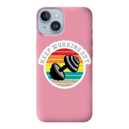 Apple iPhone 14  Keep working out Pink Colored Silicone TPU Θήκη