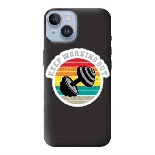 Apple iPhone 14  Keep working out Black Colored Silicone TPU Θήκη